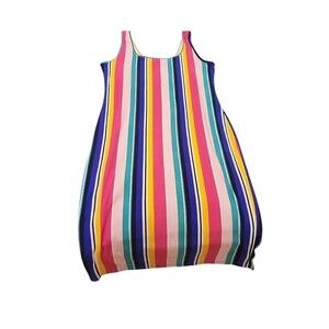 Derek Heart Tank Colorful Striped Bodycon Midi Dress Large NWOT A9